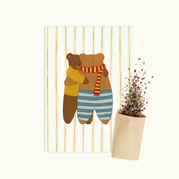 Berenknuffel wenskaart met bloemenzaad van Bloei-post