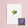 Boeket & Bij wenskaart met bloemenzaad met geranium