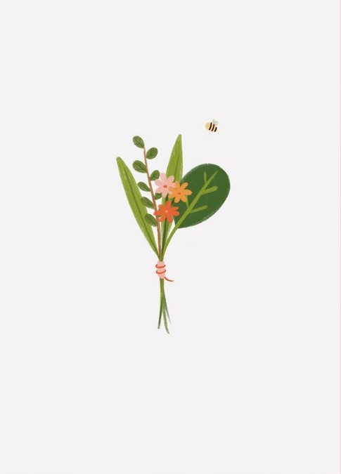 Boeket & Bij wenskaart met bloemenzaad – kaart ontwerp