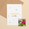 Dankjewel wenskaart met bloemenzaad met cosmea kleurenmix
