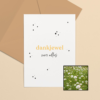 Dankjewel wenskaart met bloemenzaad met duifkruid