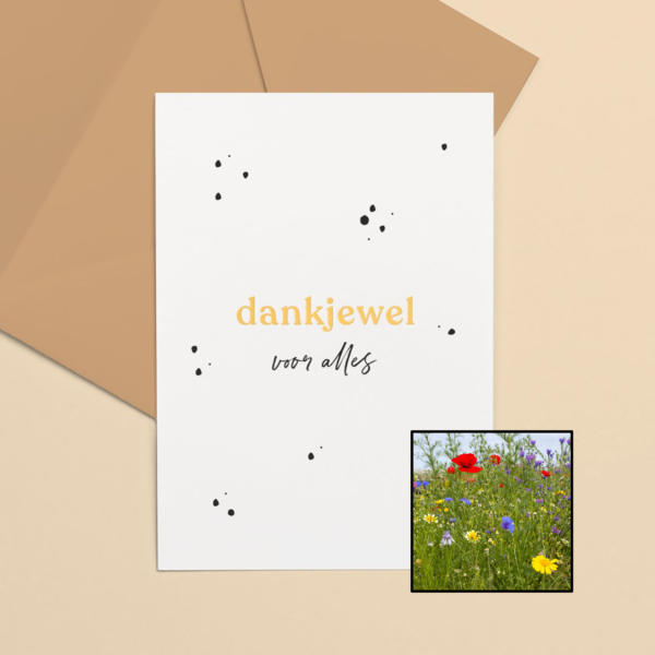 Dankjewel wenskaart met bloemenzaad met inheemse bloemenmix