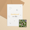 Dankjewel wenskaart met bloemenzaad met juffertje-in-het-groen