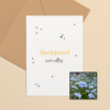 Dankjewel wenskaart met bloemenzaad met vergeet-mij-nietjes