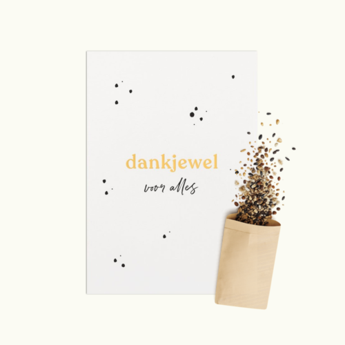 Dankjewel wenskaart met bloemenzaad van Bloei-post