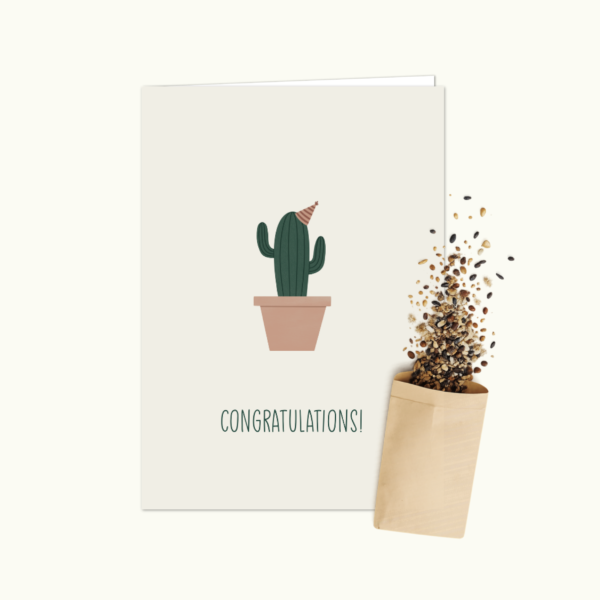 Gefeliciteerd Cactus wenskaart met bloemenzaad van Bloei-post