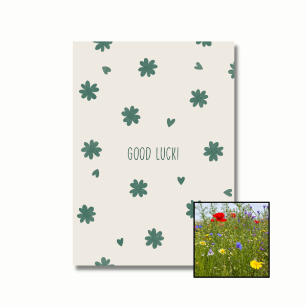 Good Luck wenskaart met bloemenzaad met inheemse bloemenmix
