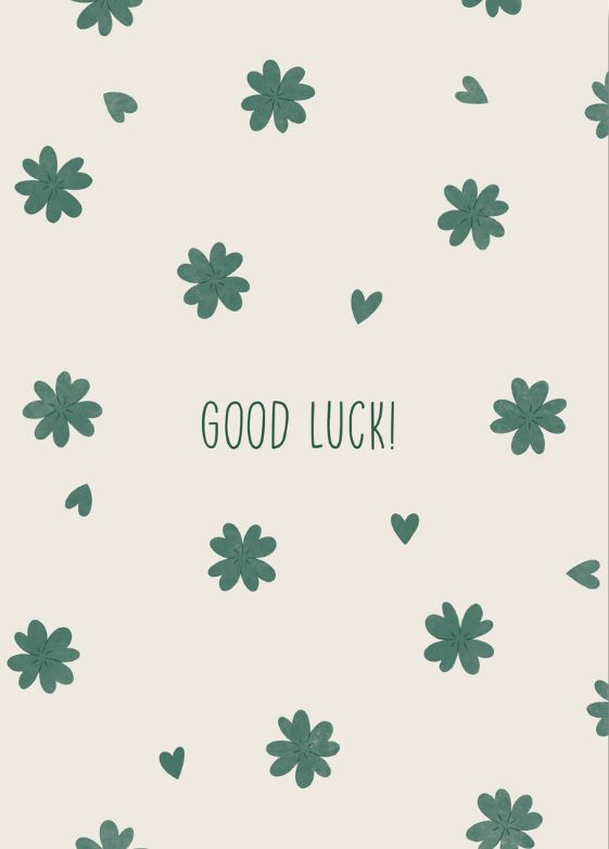 Good Luck wenskaart met bloemenzaad – kaart ontwerp