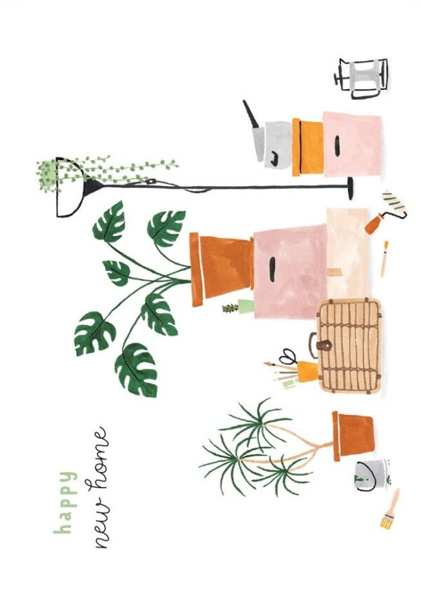 New Home wenskaart met bloemenzaad – kaart ontwerp