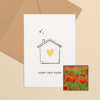 Happy New Home wenskaart met bloemenzaad met klaproos