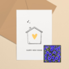 Happy New Home wenskaart met bloemenzaad met korenbloemen blauw