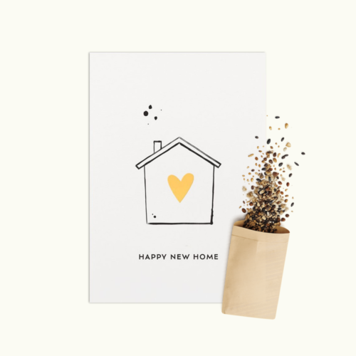 Happy New Home wenskaart met bloemenzaad van Bloei-post