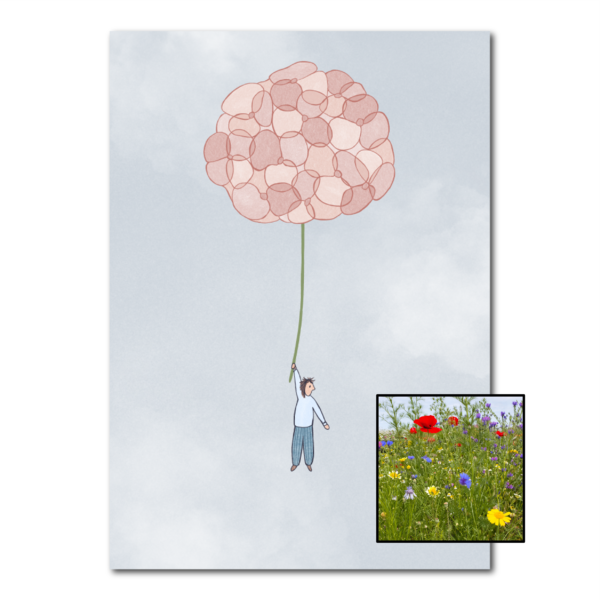 Hortensia wenskaart met bloemenzaad met inheemse bloemenmix
