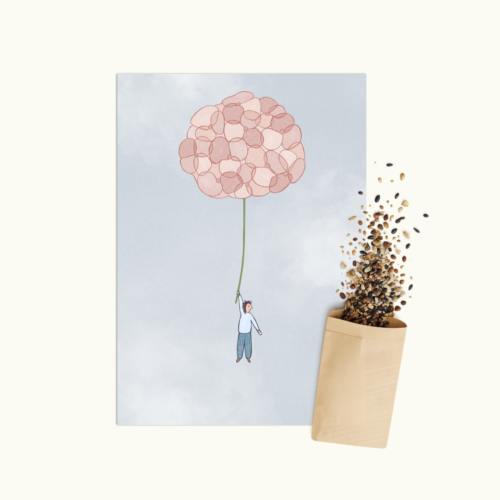 Hortensia wenskaart met bloemenzaad van Bloei-post