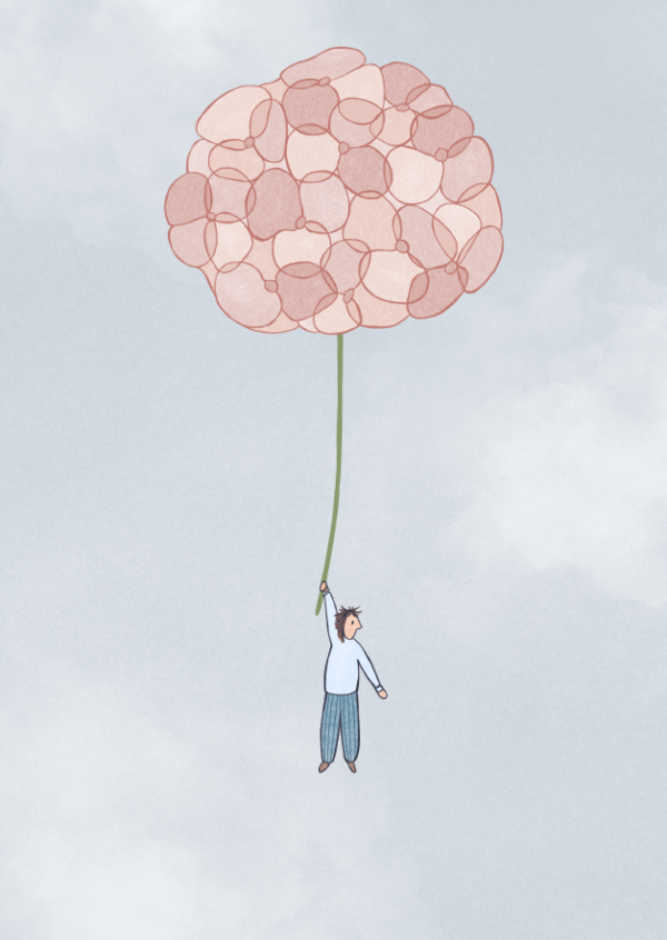 Hortensia wenskaart met bloemenzaad – kaart ontwerp
