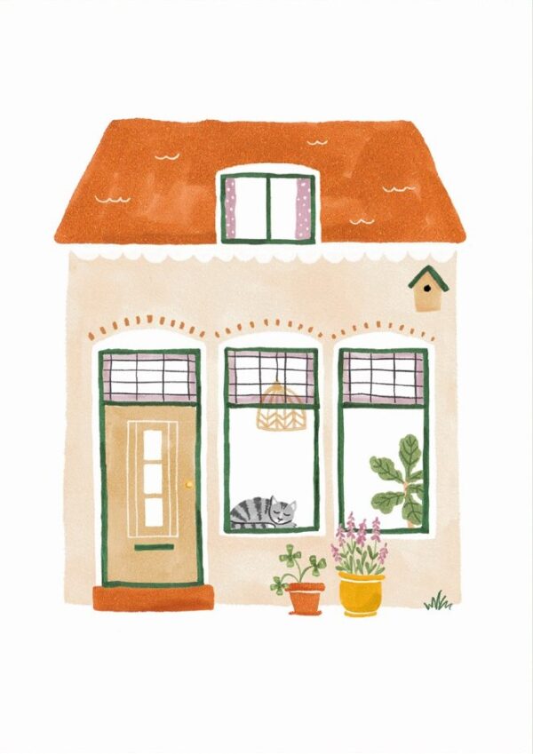 Huisje wenskaart met bloemenzaad – kaart ontwerp