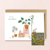 New Home wenskaart met bloemenzaad met bloemenmix voor bijen
