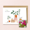 New Home wenskaart met bloemenzaad met cosmea kleurenmix