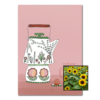 Theepot wenskaart met bloemenzaad met hoge zonnebloemen