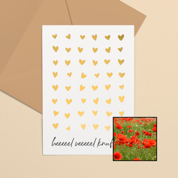 Knuffels wenskaart met bloemenzaad met klaprozen