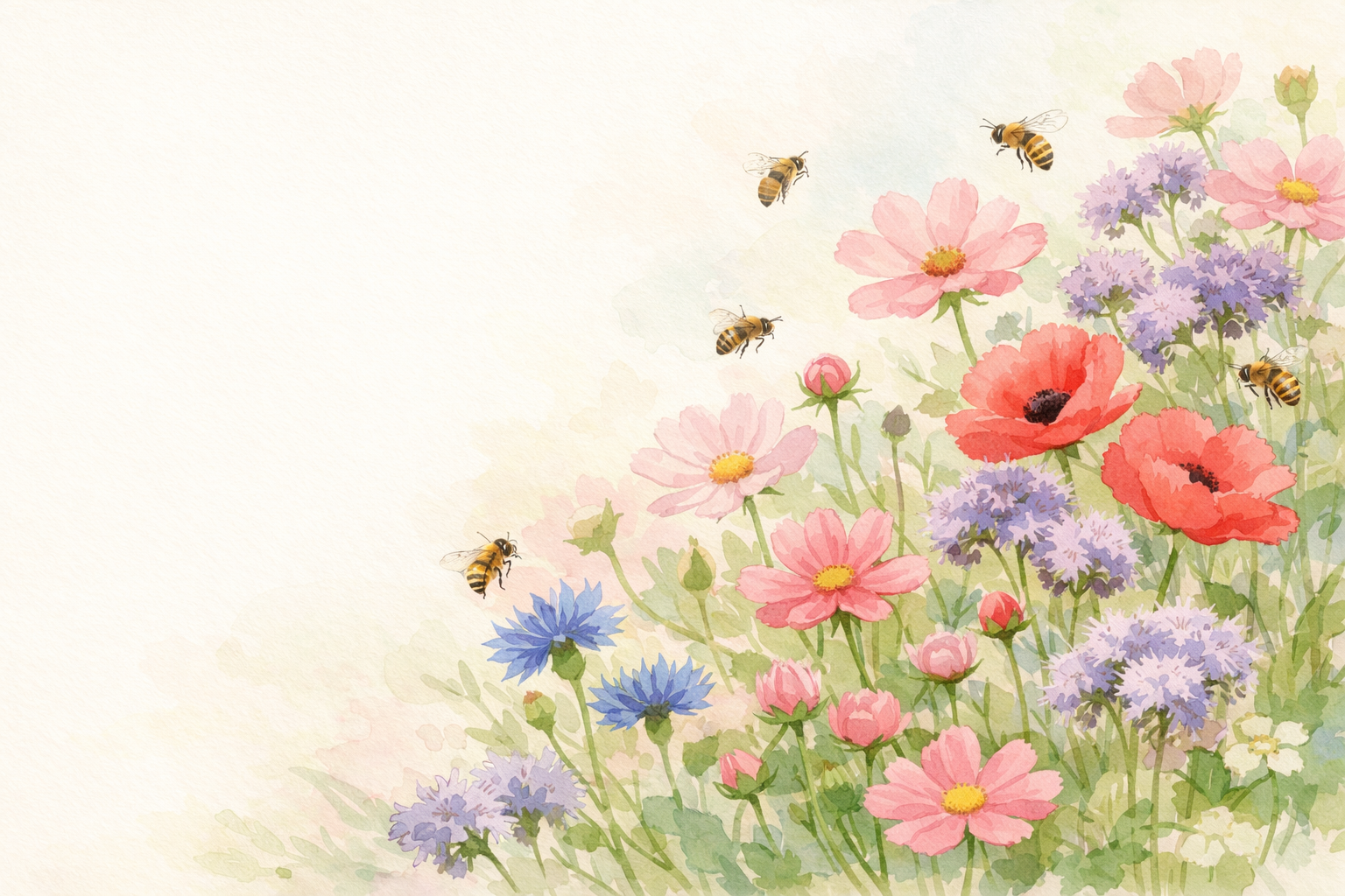 Bloemen zaaien voor bijen in tuin of border