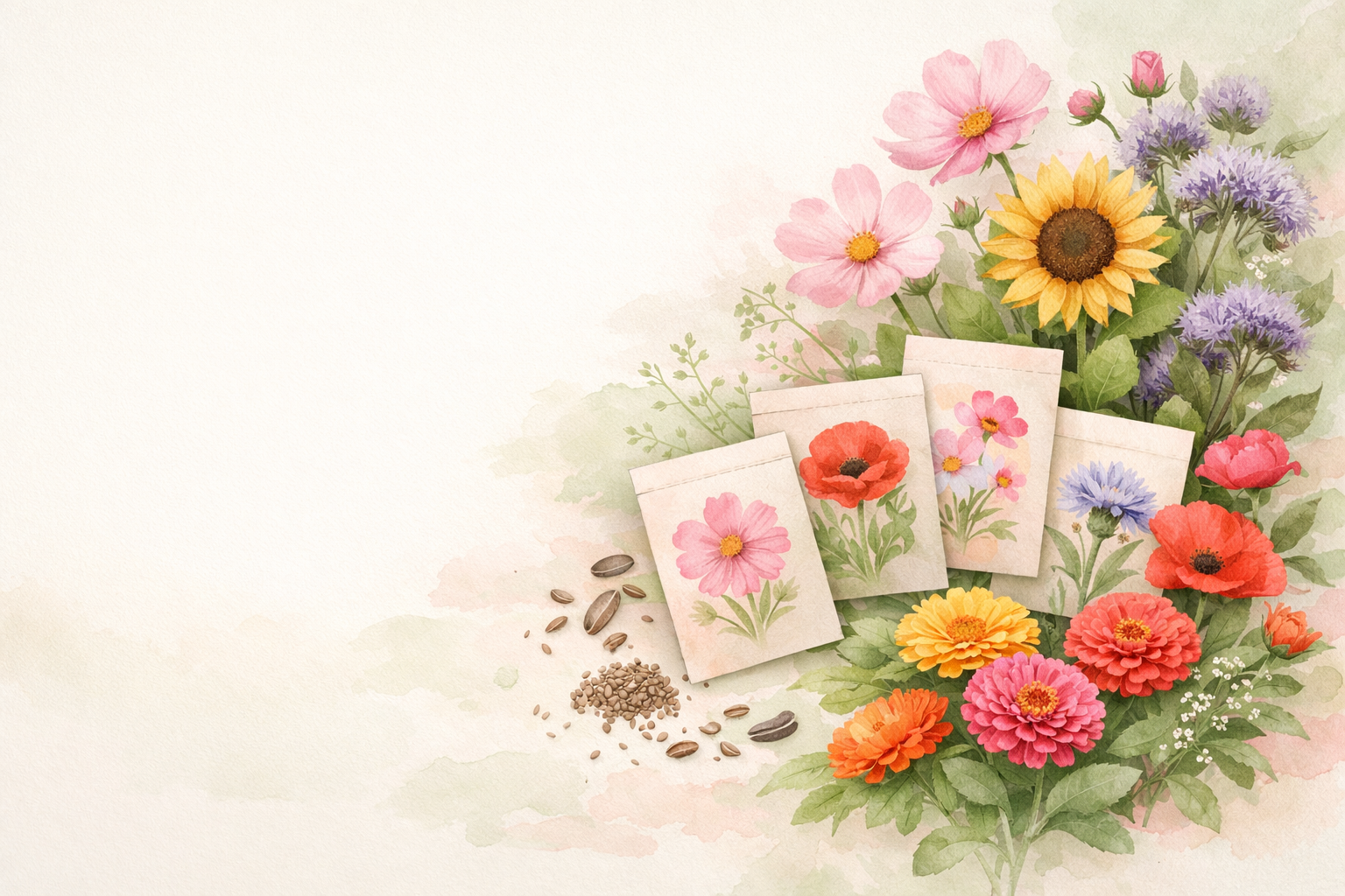 Bloemenzaad kopen met verschillende soorten losse bloemenzaden en bloemen